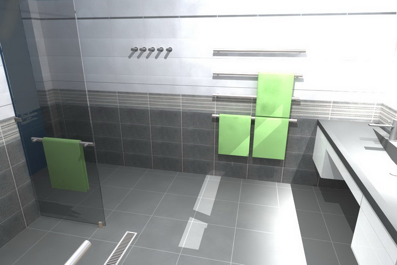 Bezbarierový RD Brumovice - vizualizace interieru - koupelny