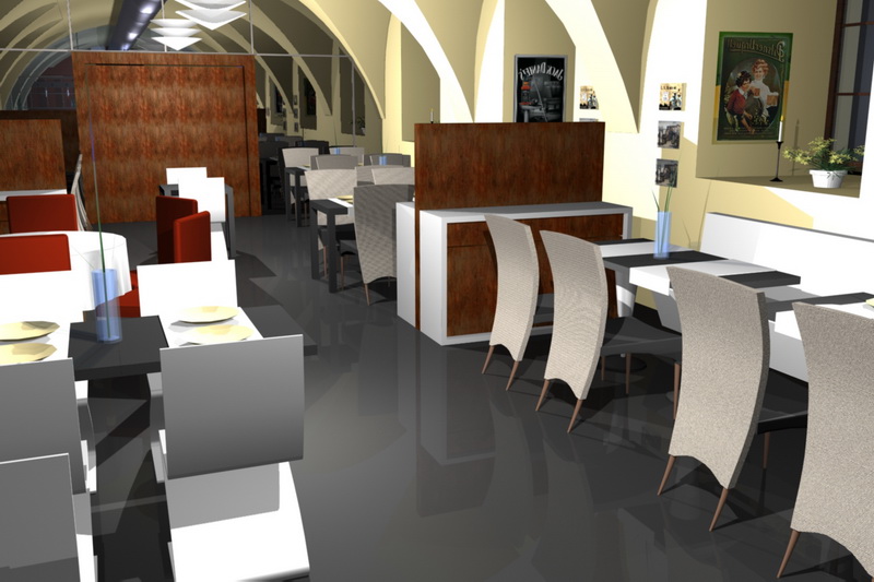 Návrh interieru Zámecké restaurace Jevišovice
